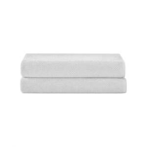 NEW UNDER THE CANOPY textured organic 2 piece bath sheet set in white